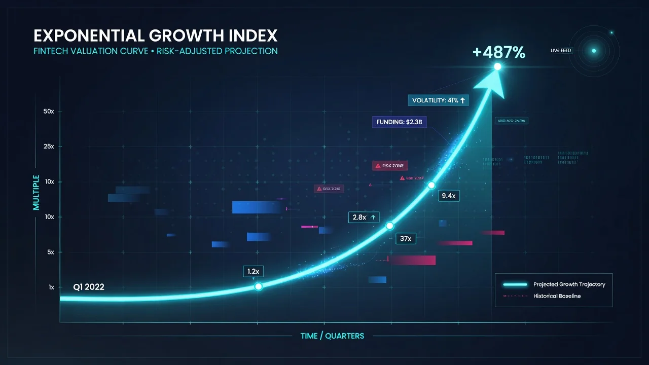 Groeiende multiplier curve op scherm