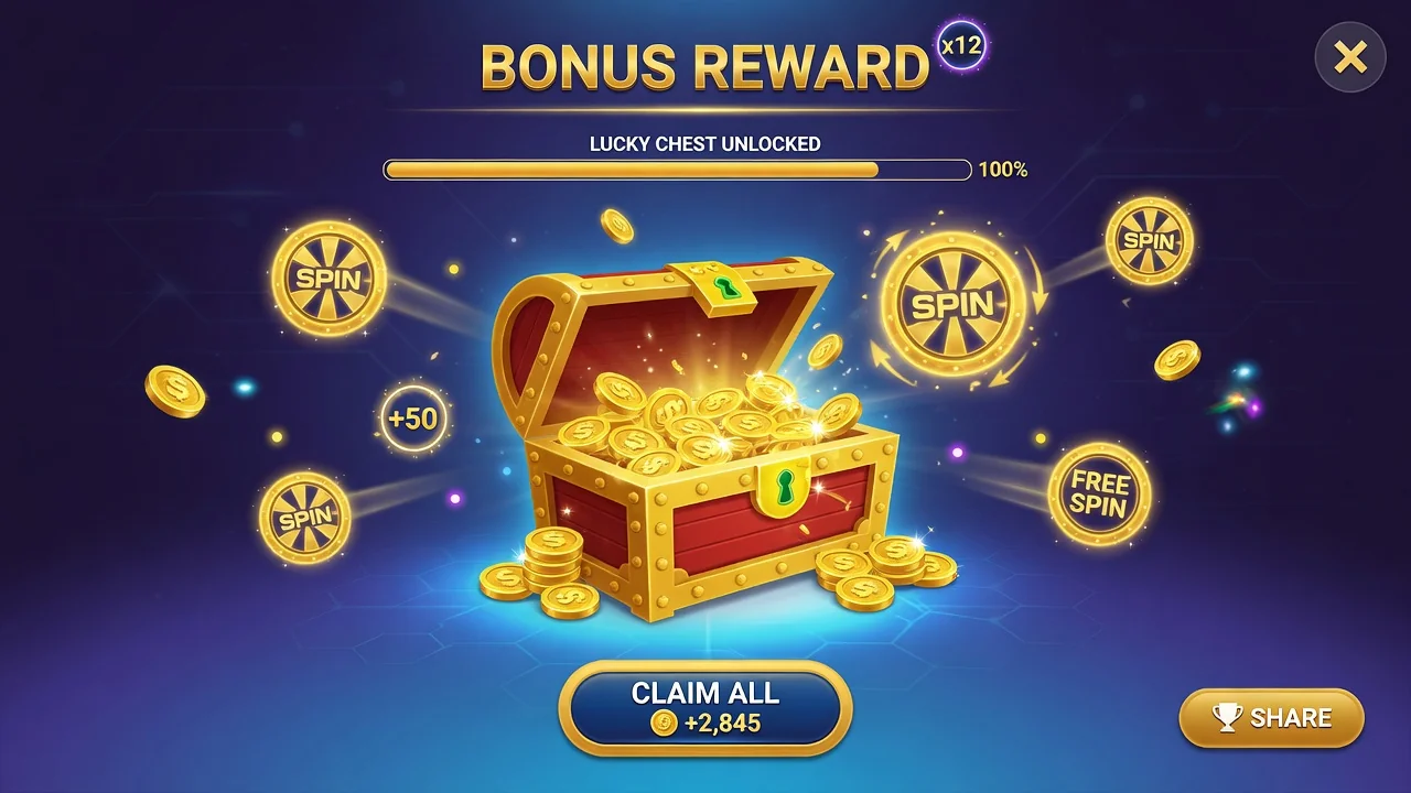 Bonus interface met vrije draaien indicator
